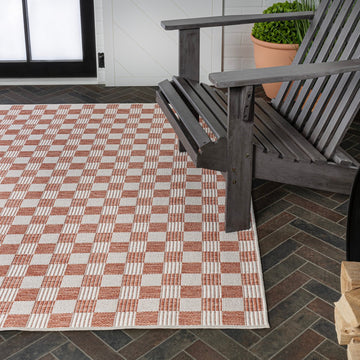 Aimee Traditional Cottage Checkerboard Indoor/Outdoor Area Rug